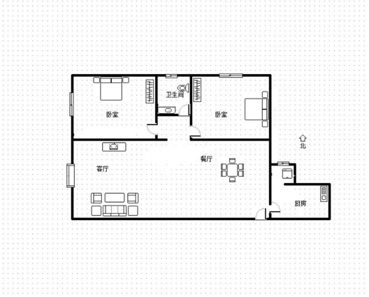 北京理想城2室2厅1卫户型图