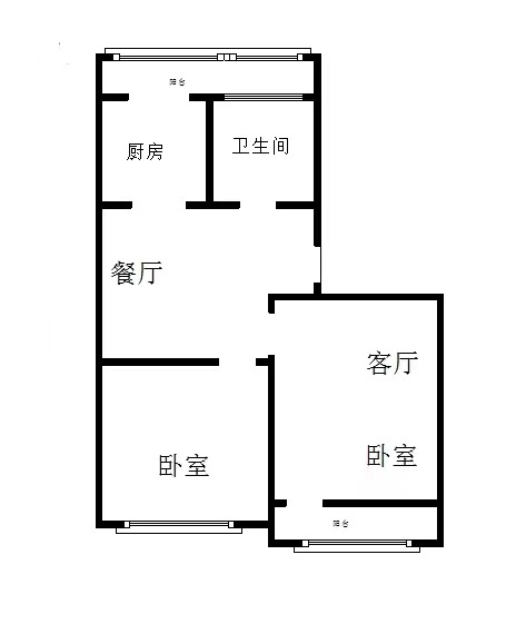 县府小区2室1厅1卫户型图