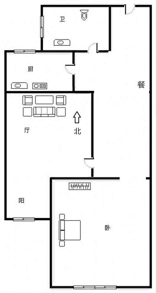 新加坡花园1室1厅1卫户型图
