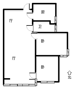 联合七号院2室2厅1卫户型图