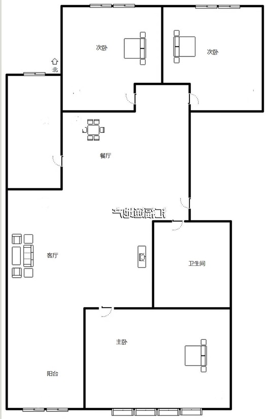 云景城3室2厅1卫户型图