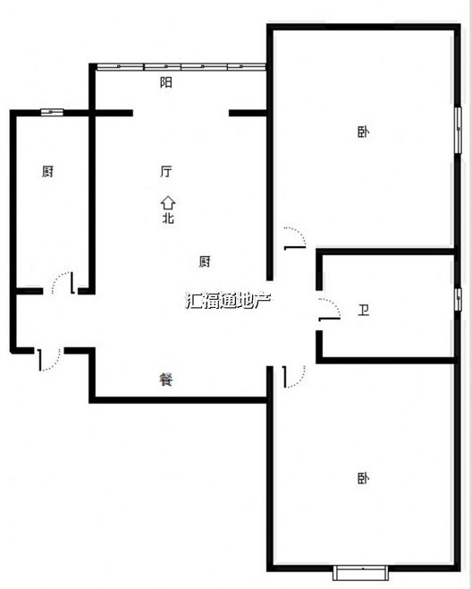 翡翠城（涿郡东区）2室2厅1卫户型图