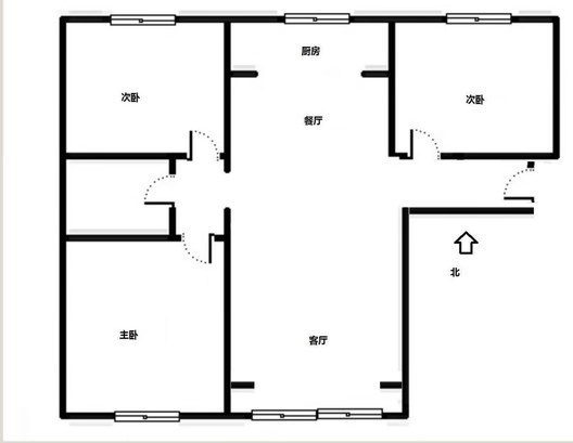 鹏渤印象城·牛津花园3室2厅1卫户型图