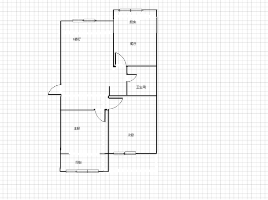 新府阳光二号院2室2厅1卫户型图