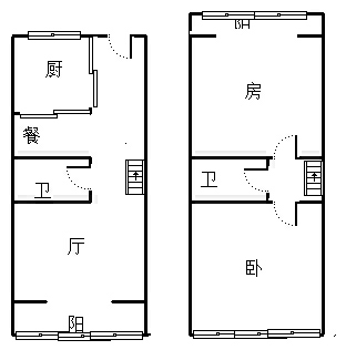 鹏渤印象城·牛津花园2室2厅2卫户型图
