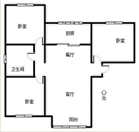 天伦湾嘉园3室2厅1卫户型图
