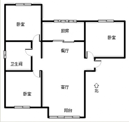 润卓天伦湾3室2厅1卫户型图