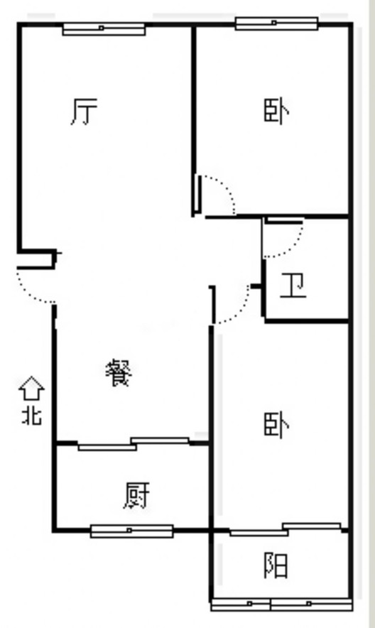 九四家属院2室2厅1卫户型图