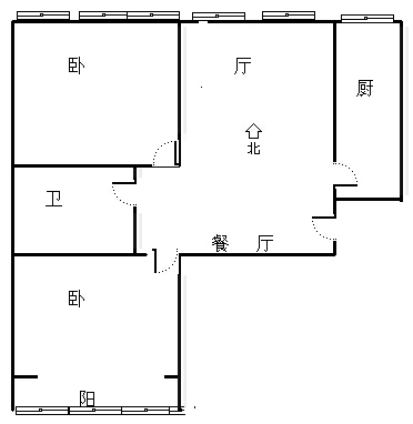 公园壹号2室2厅1卫户型图