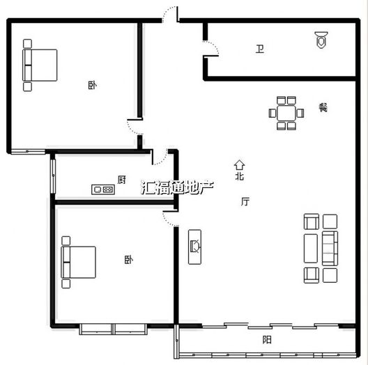 翡翠城（涿郡东区）2室2厅1卫户型图