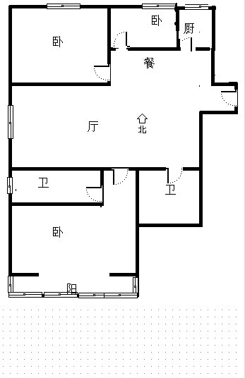 云景城3室2厅2卫户型图