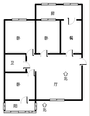 紫荆小区3室2厅1卫户型图