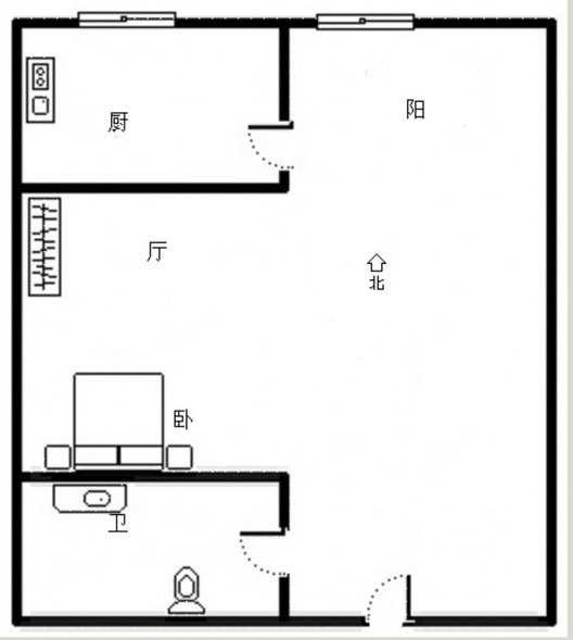 名流美域1室1厅1卫户型图