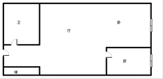 鸿坤新维港1室1厅1卫户型图