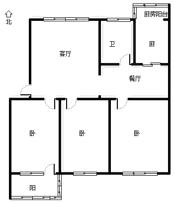 医药公司家属楼3室2厅1卫户型图