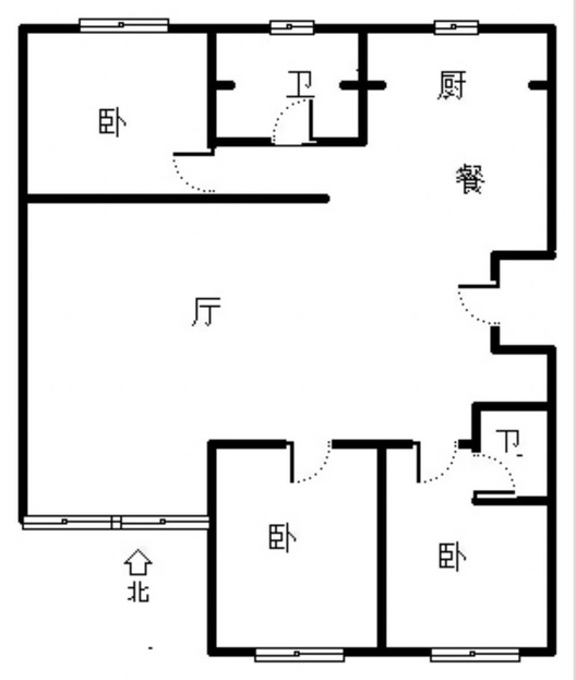 名流城市尊邸3室2厅2卫户型图