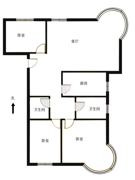 鸿盛凯旋门3室2厅2卫户型图