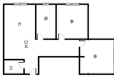 金竹花园2室1厅1卫户型图