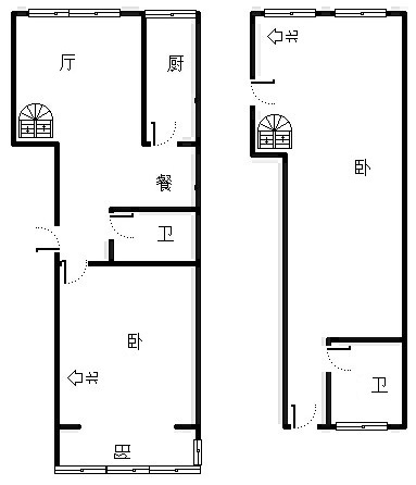 蓝天美林湾2室2厅2卫户型图