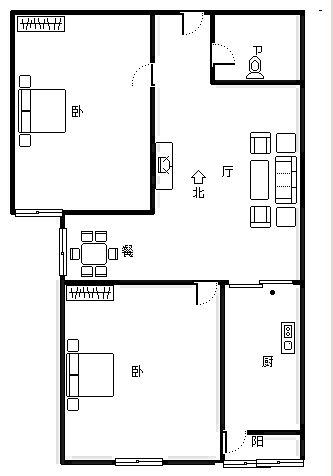 新怡家园小区2室2厅1卫户型图