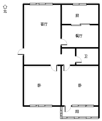 电梯厂小区2室2厅1卫户型图