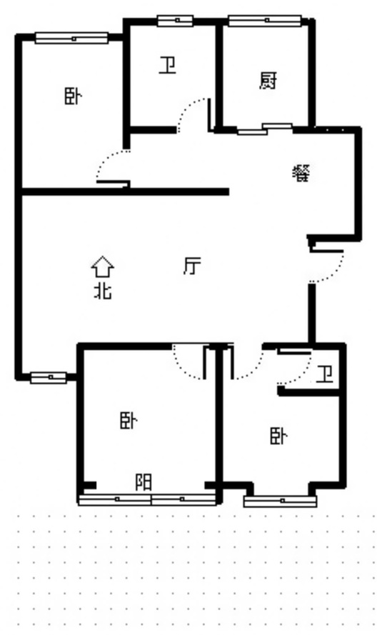 名流城市尊邸3室2厅2卫户型图