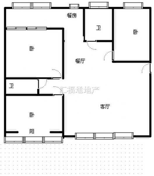 工商局小区（朝阳路）3室2厅2卫户型图