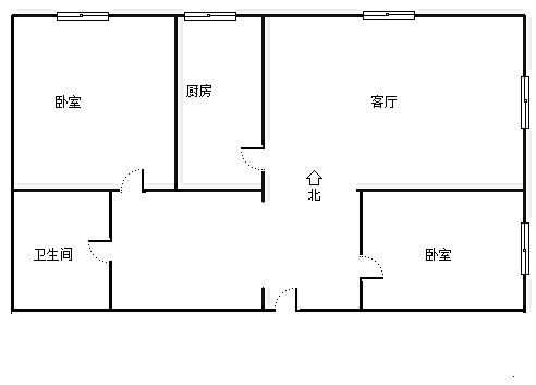 汇元学府一号2室1厅1卫户型图