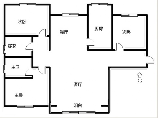 鸿坤理想湾3室2厅2卫户型图