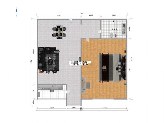 名流枫景五期1室2厅1卫户型图