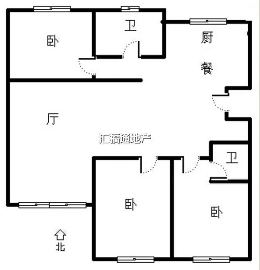 名流城市尊邸3室2厅2卫户型图