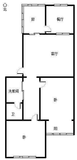 华北铝业生活小区（北院）2室2厅1卫户型图