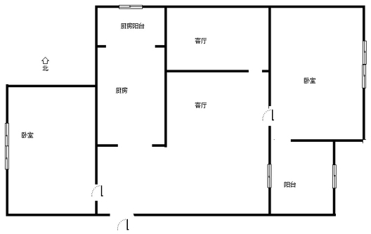 涿州铁路住宅小区2室2厅1卫户型图