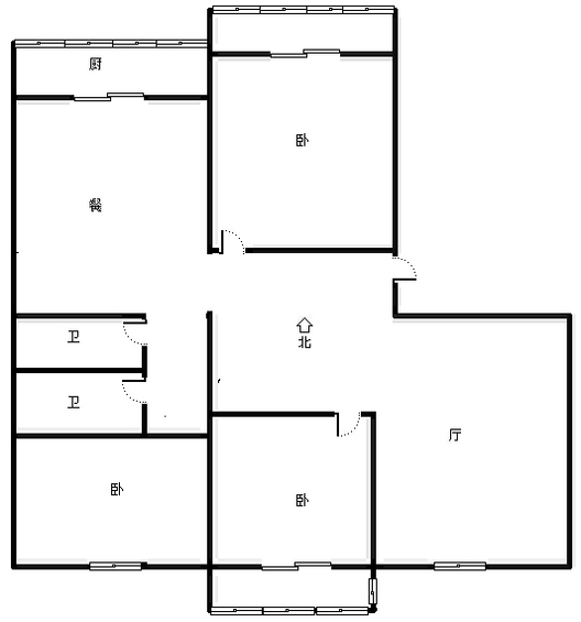 名流公寓3室2厅2卫户型图