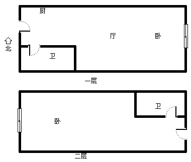 金街公寓2室1厅2卫户型图