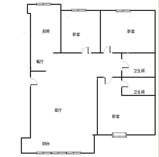 华阳公寓3室2厅2卫户型图