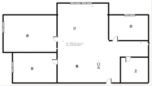 鹏渤印象城·牛津花园2室2厅1卫户型图