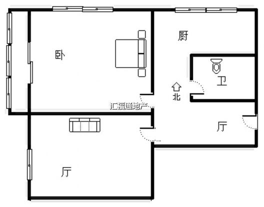 列电厂家属院1室1厅1卫户型图