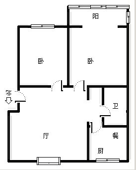 鹏润四季花园2室2厅1卫户型图