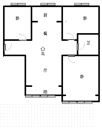 K2狮子城3室2厅1卫户型图
