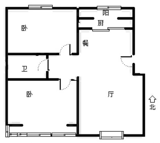 联合小区四号院2室2厅1卫户型图