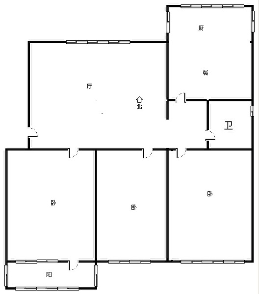 范阳水电小区3室1厅2卫户型图