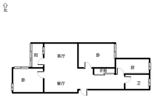 造纸厂小区2室2厅1卫户型图
