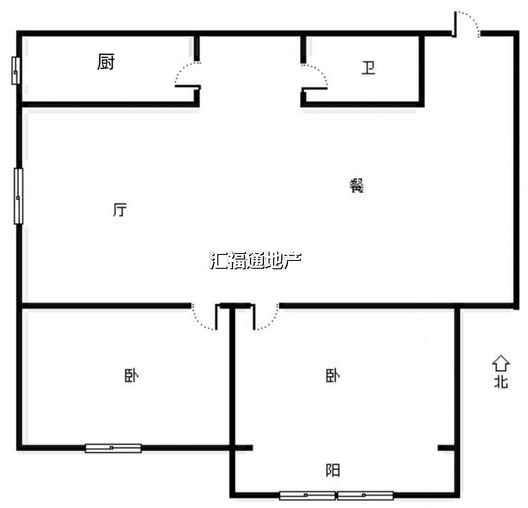 汇元四季橙2室2厅1卫户型图