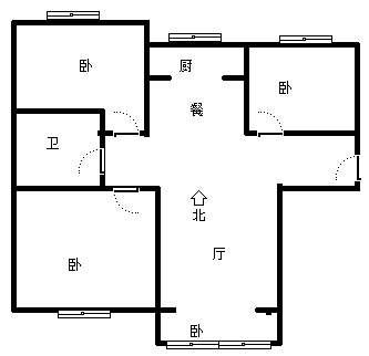 K2狮子城3室2厅1卫户型图