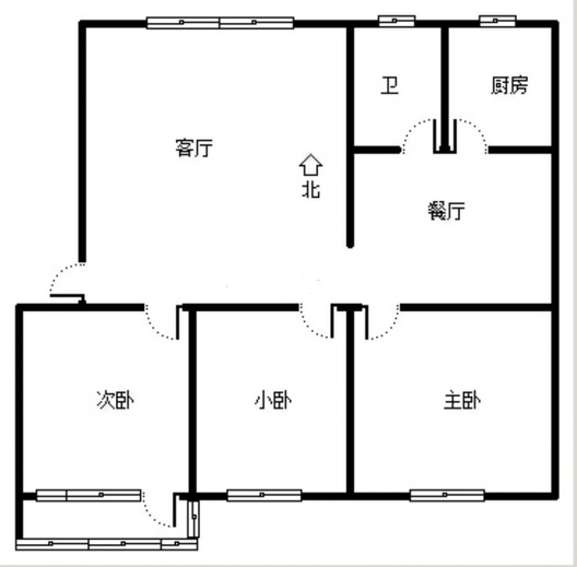 邱庄居民小区3室2厅1卫户型图