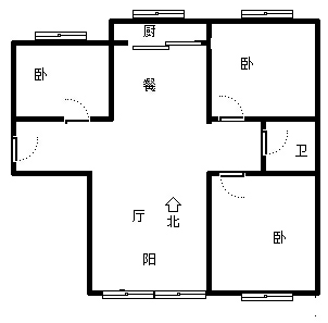 K2狮子城3室2厅1卫户型图