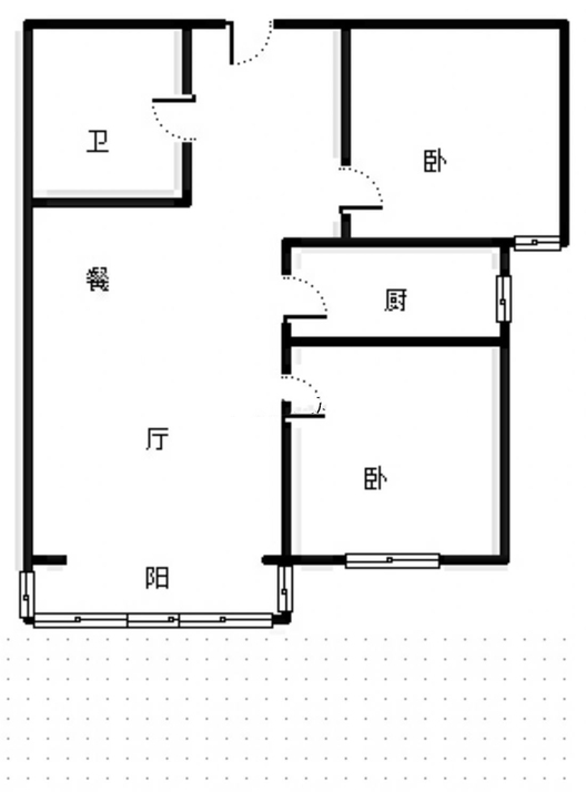 翡翠城（涿郡东区）2室2厅1卫户型图