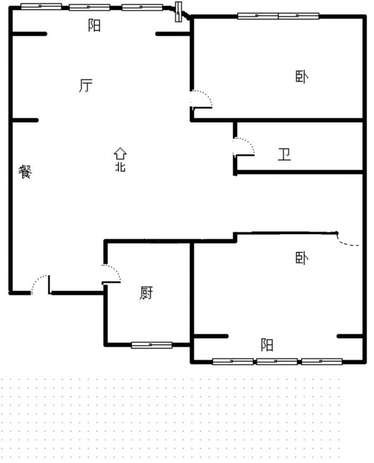 名流公寓2室2厅1卫户型图