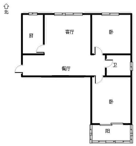 天保郦景2室2厅1卫户型图